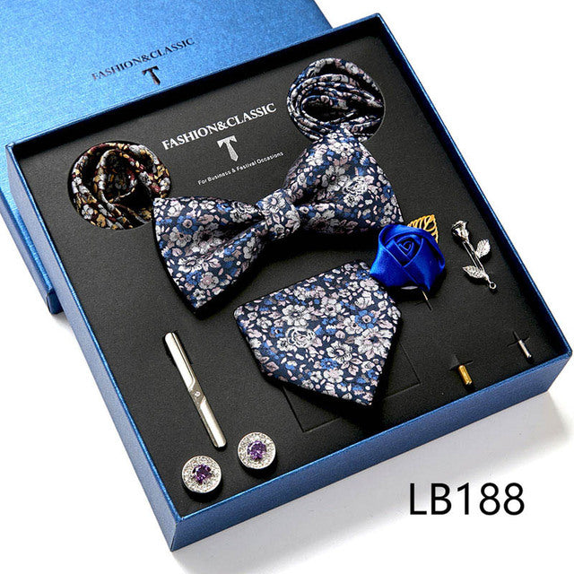 Men's Tie Set Luxury Gift Box Silk Tie Necktie Set for Men 8pcs Inside Packing