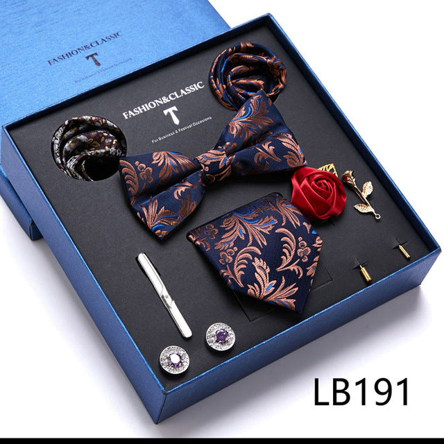 Men's Tie Set Luxury Gift Box Silk Tie Necktie Set for Men 8pcs Inside Packing