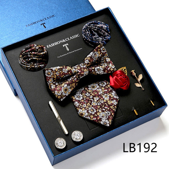 Men's Tie Set Luxury Gift Box Silk Tie Necktie Set for Men 8pcs Inside Packing