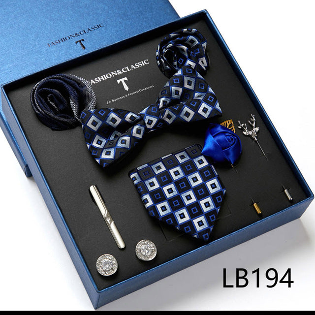 Men's Tie Set Luxury Gift Box Silk Tie Necktie Set for Men 8pcs Inside Packing