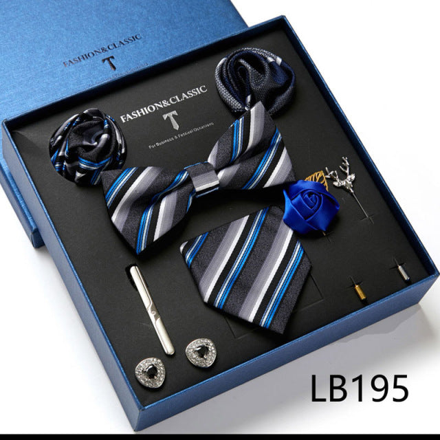 Men's Tie Set Luxury Gift Box Silk Tie Necktie Set for Men 8pcs Inside Packing