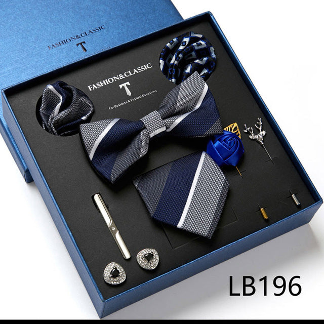 Men's Tie Set Luxury Gift Box Silk Tie Necktie Set for Men 8pcs Inside Packing