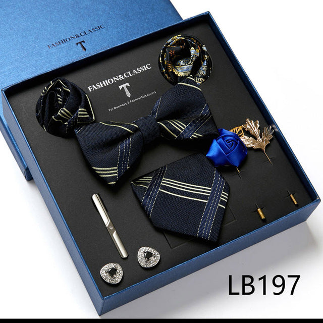 Men's Tie Set Luxury Gift Box Silk Tie Necktie Set for Men 8pcs Inside Packing