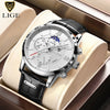 Top Brand Leather Chronograph Waterproof Moon phase Quartz Watch