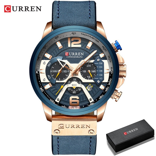 Casual Leather Wrist Fashion Chronograph Wristwatch