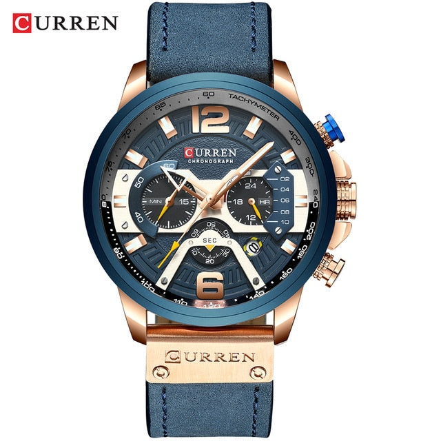 Casual Leather Wrist Fashion Chronograph Wristwatch