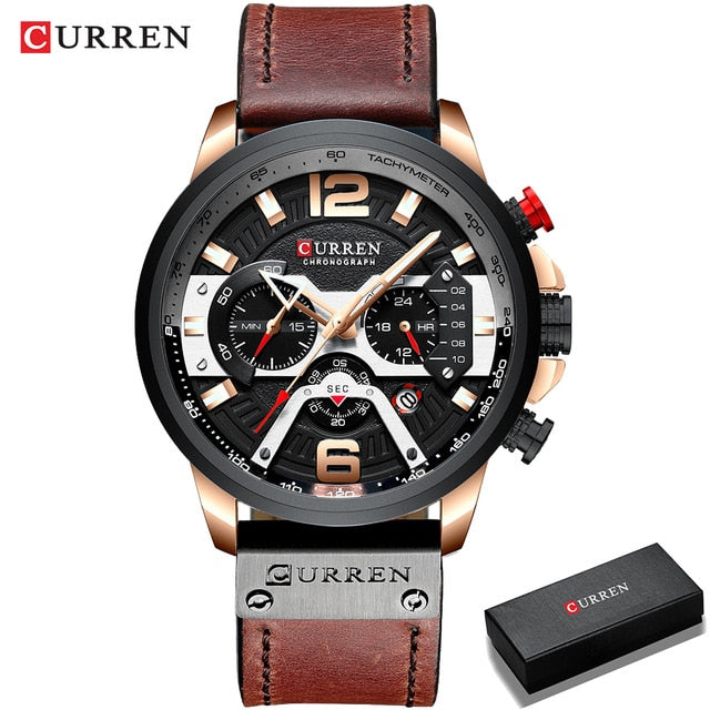 Casual Leather Wrist Fashion Chronograph Wristwatch