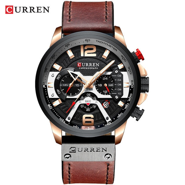 Casual Leather Wrist Fashion Chronograph Wristwatch