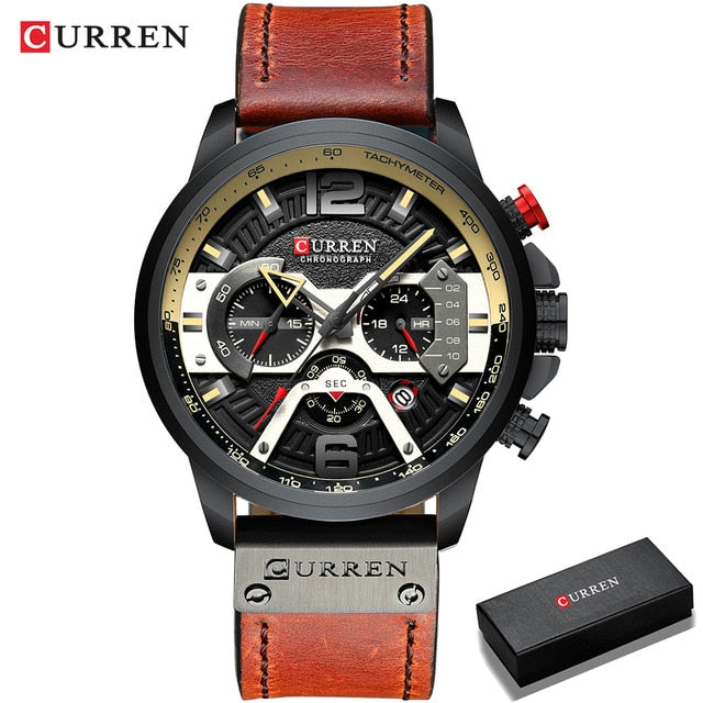 Casual Leather Wrist Fashion Chronograph Wristwatch