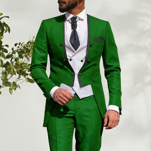 2021 New Italian Tailcoat Design 3 Pieces Slim Fit Suits