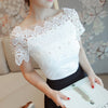 Hollow Out Fashion Elegant Lace Patchwork Blouse Casual Top