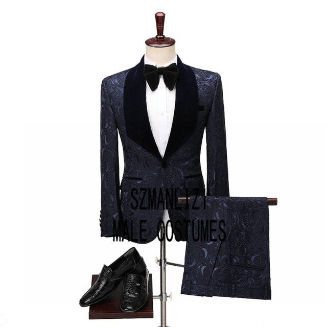 2021 Double Breasted Suit With Pants Tuxedo (Jacket+Pants+Bow)