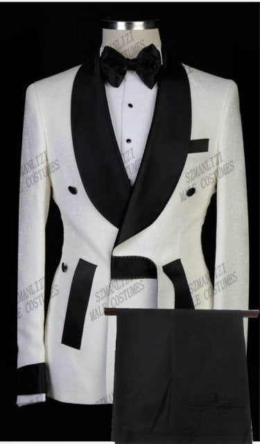 2021 Double Breasted Suit With Pants Tuxedo (Jacket+Pants+Bow)