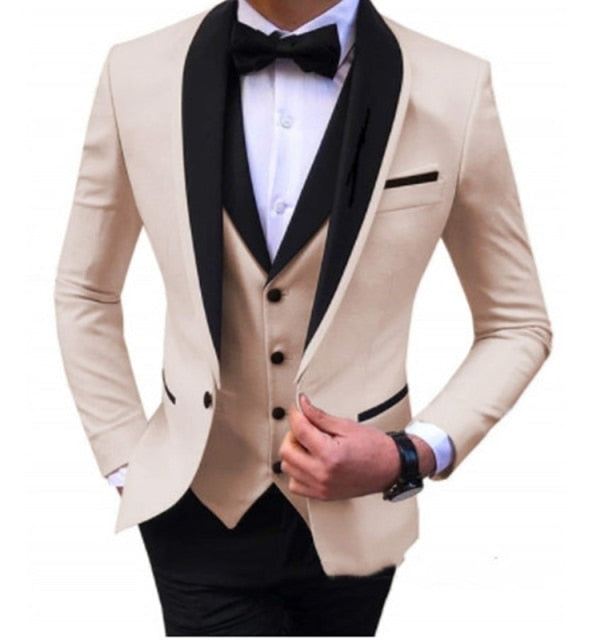 New Arrival One Button Notch Lapel Tuxedo Suits ( Jacket+Pants+Vest+Tie)