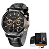 2021 New Men's LIGE Top Brand Leather Chronograph Waterproof Quartz Watch