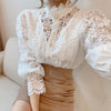 New 2021 Sweet Hollow Out Lace Patchwork Women Blouse