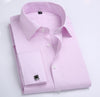 Men's French Cuff Dress Shirt Slim Fit Tuxedo with Cufflinks Poly/Cotton Double Button Collar