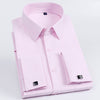 Men's French Cuff Dress Shirt Slim Fit Tuxedo with Cufflinks Poly/Cotton Double Button Collar