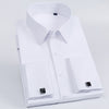 Men's French Cuff Dress Shirt Slim Fit Tuxedo with Cufflinks Poly/Cotton Double Button Collar