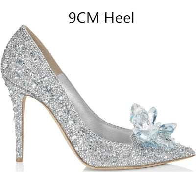 Newest  Cinderella Rhinestone High Heels Pumps Pointed toe Shoes