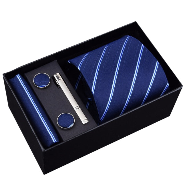 Gift Box Custom Personalized Ties Hankie Cufflinks Sets