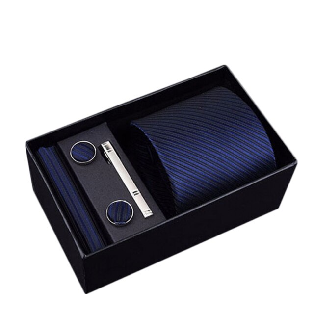 Gift Box Custom Personalized Ties Hankie Cufflinks Sets