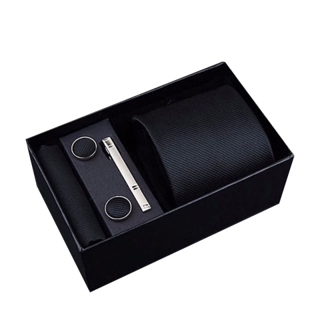 Gift Box Custom Personalized Ties Hankie Cufflinks Sets