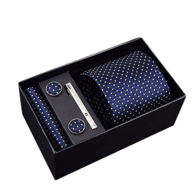 Gift Box Custom Personalized Ties Hankie Cufflinks Sets