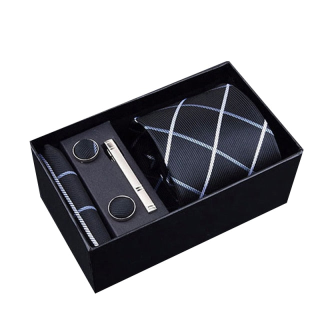 Gift Box Custom Personalized Ties Hankie Cufflinks Sets