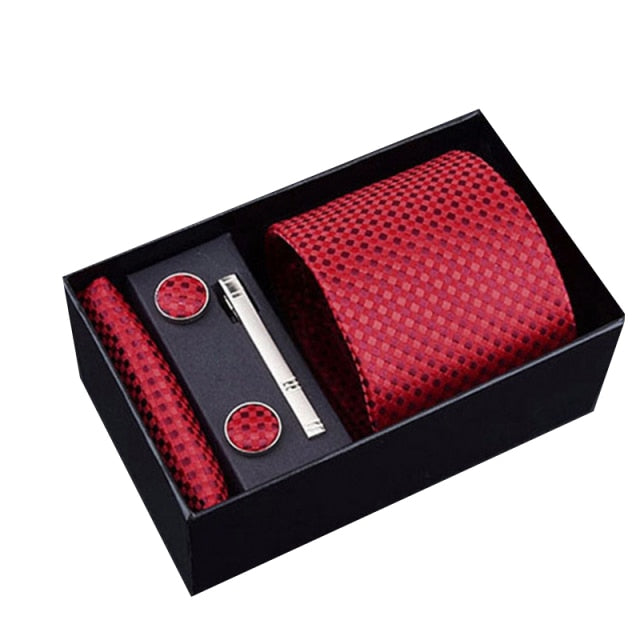 Gift Box Custom Personalized Ties Hankie Cufflinks Sets