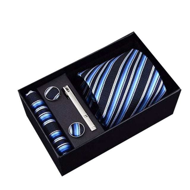 Gift Box Custom Personalized Ties Hankie Cufflinks Sets