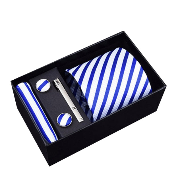 Gift Box Custom Personalized Ties Hankie Cufflinks Sets