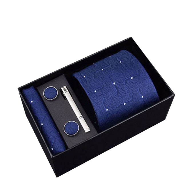 Gift Box Custom Personalized Ties Hankie Cufflinks Sets