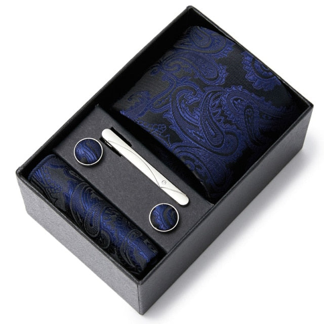 Gift Box Custom Personalized Ties Hankie Cufflinks Sets