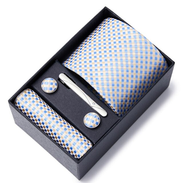 Gift Box Custom Personalized Ties Hankie Cufflinks Sets