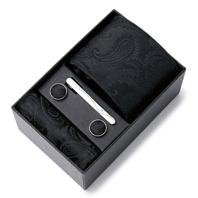 Gift Box Custom Personalized Ties Hankie Cufflinks Sets