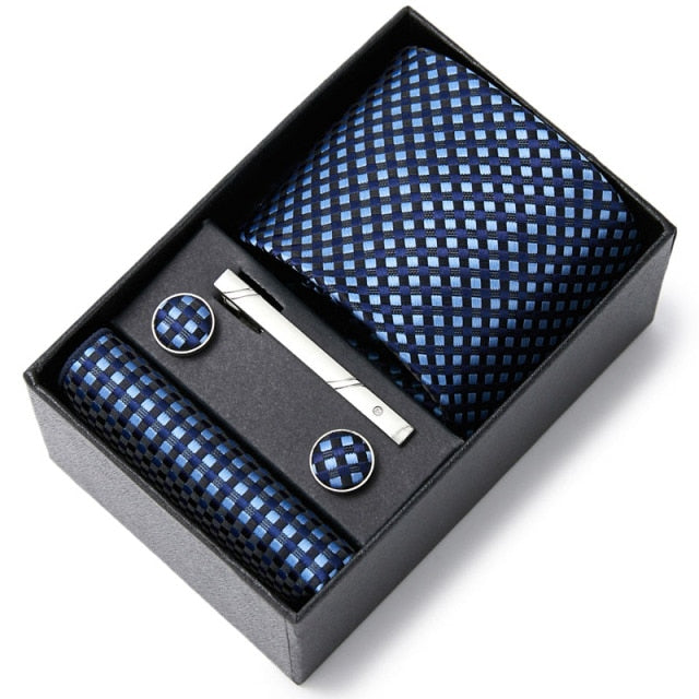 Gift Box Custom Personalized Ties Hankie Cufflinks Sets