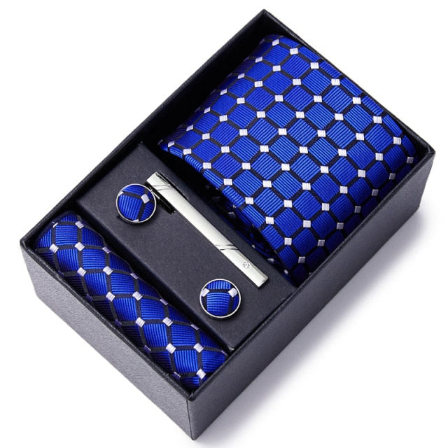 Gift Box Custom Personalized Ties Hankie Cufflinks Sets