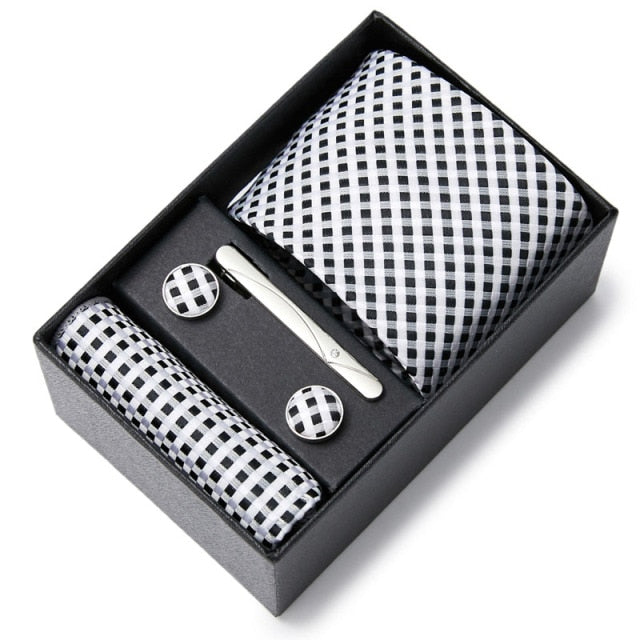 Gift Box Custom Personalized Ties Hankie Cufflinks Sets