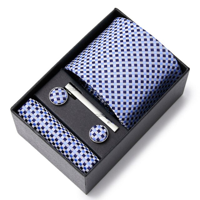 Gift Box Custom Personalized Ties Hankie Cufflinks Sets