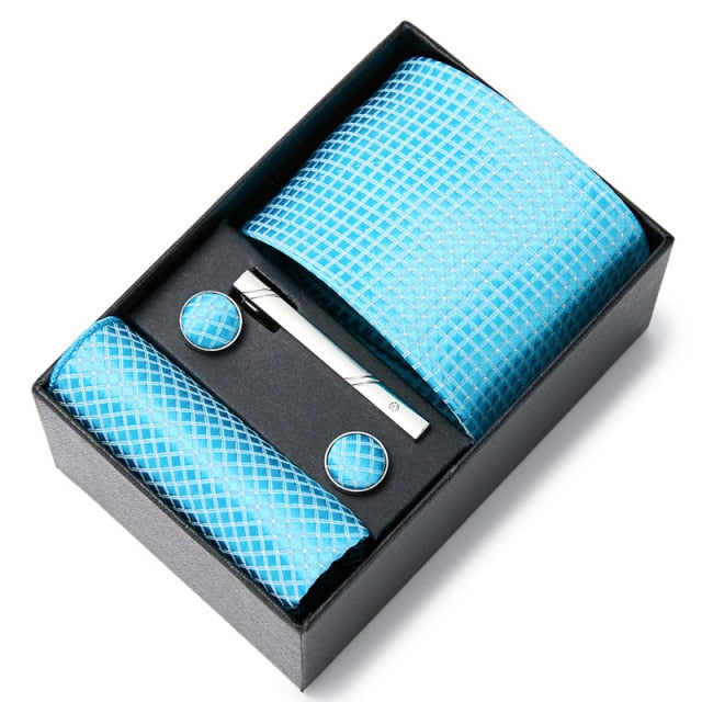 Gift Box Custom Personalized Ties Hankie Cufflinks Sets