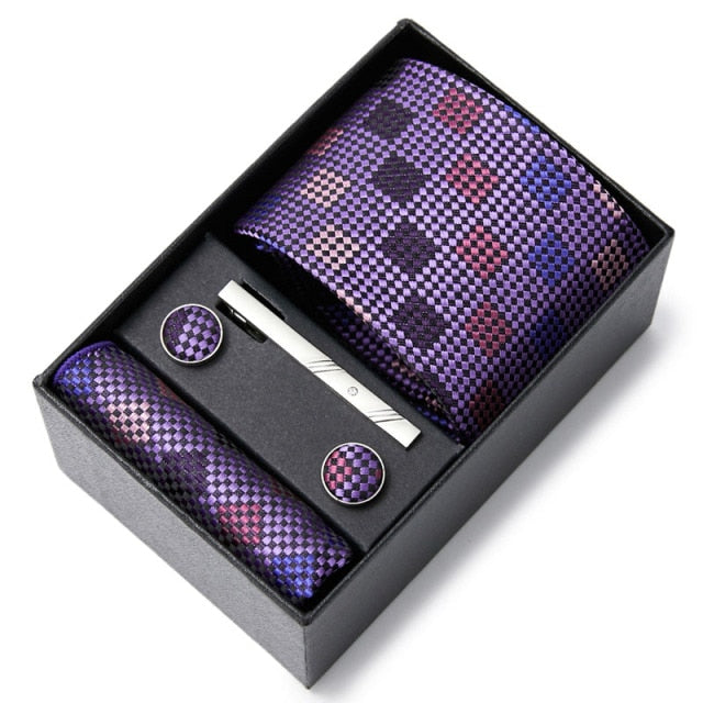 Gift Box Custom Personalized Ties Hankie Cufflinks Sets