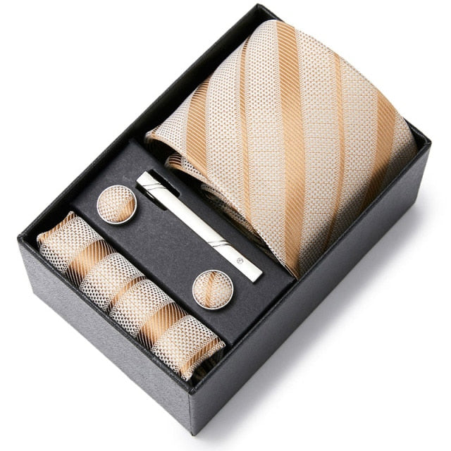 Gift Box Custom Personalized Ties Hankie Cufflinks Sets