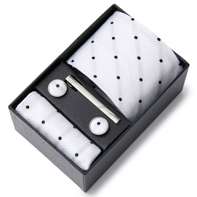 Gift Box Custom Personalized Ties Hankie Cufflinks Sets