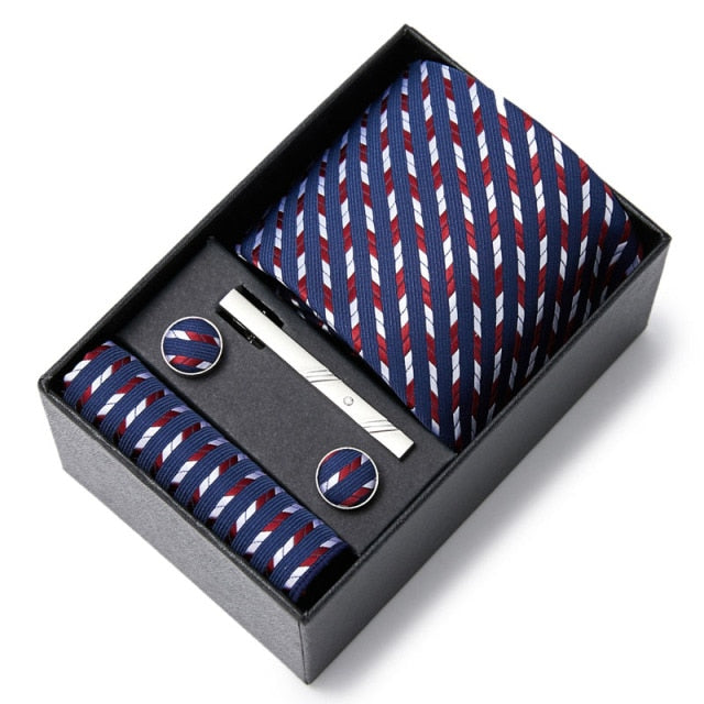 Gift Box Custom Personalized Ties Hankie Cufflinks Sets