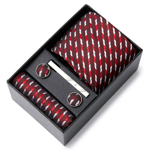 Gift Box Custom Personalized Ties Hankie Cufflinks Sets
