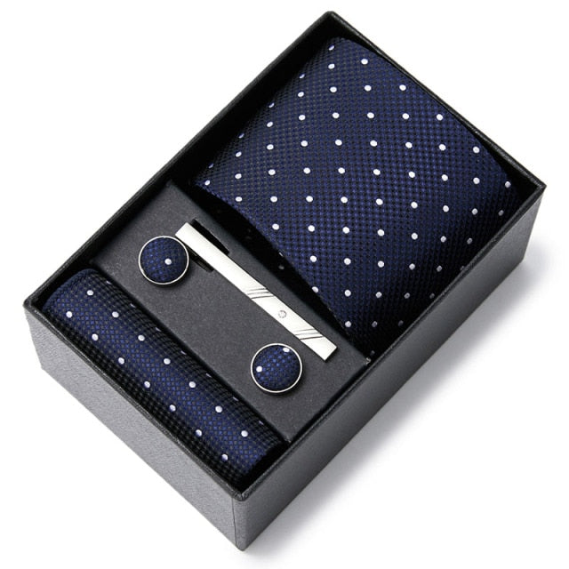 Gift Box Custom Personalized Ties Hankie Cufflinks Sets