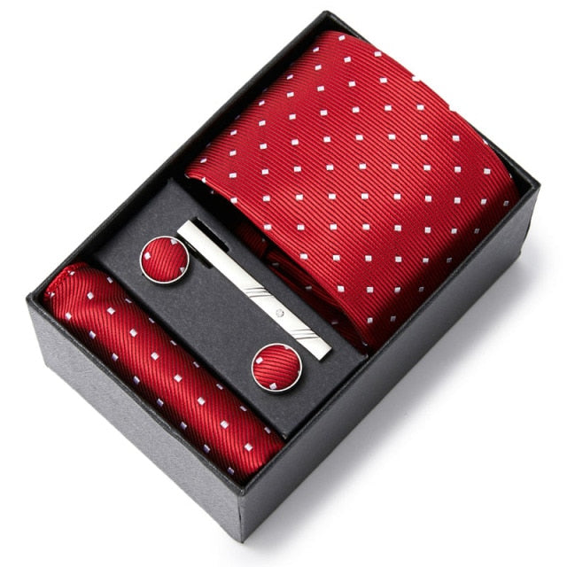 Gift Box Custom Personalized Ties Hankie Cufflinks Sets