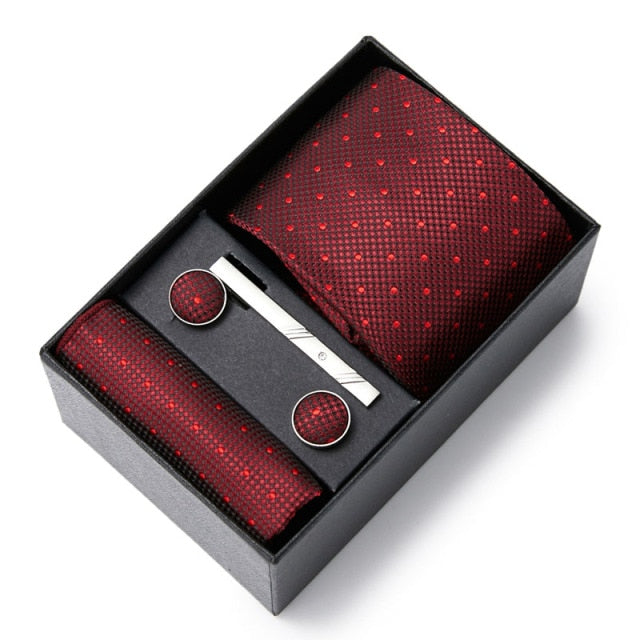 Gift Box Custom Personalized Ties Hankie Cufflinks Sets