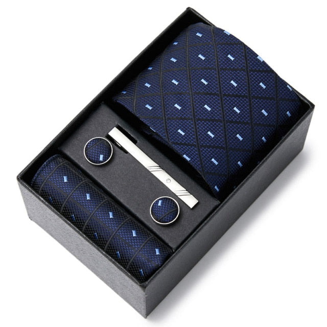 Gift Box Custom Personalized Ties Hankie Cufflinks Sets